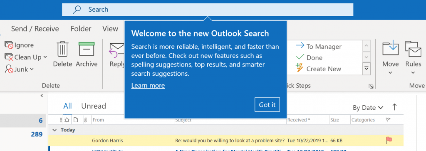 The Search Bar In Outlook 365 Moved Bulldog Technologies Inc