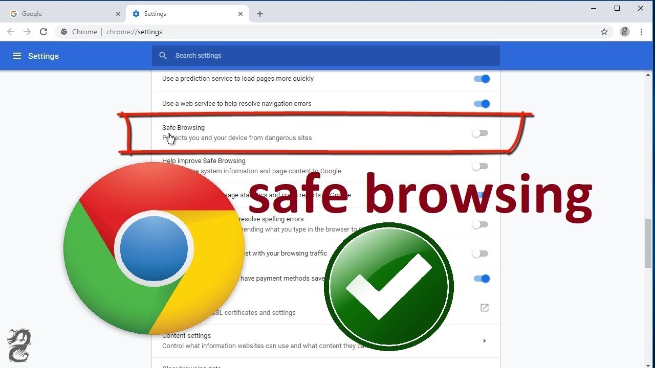 turn off google chrome safe browsing